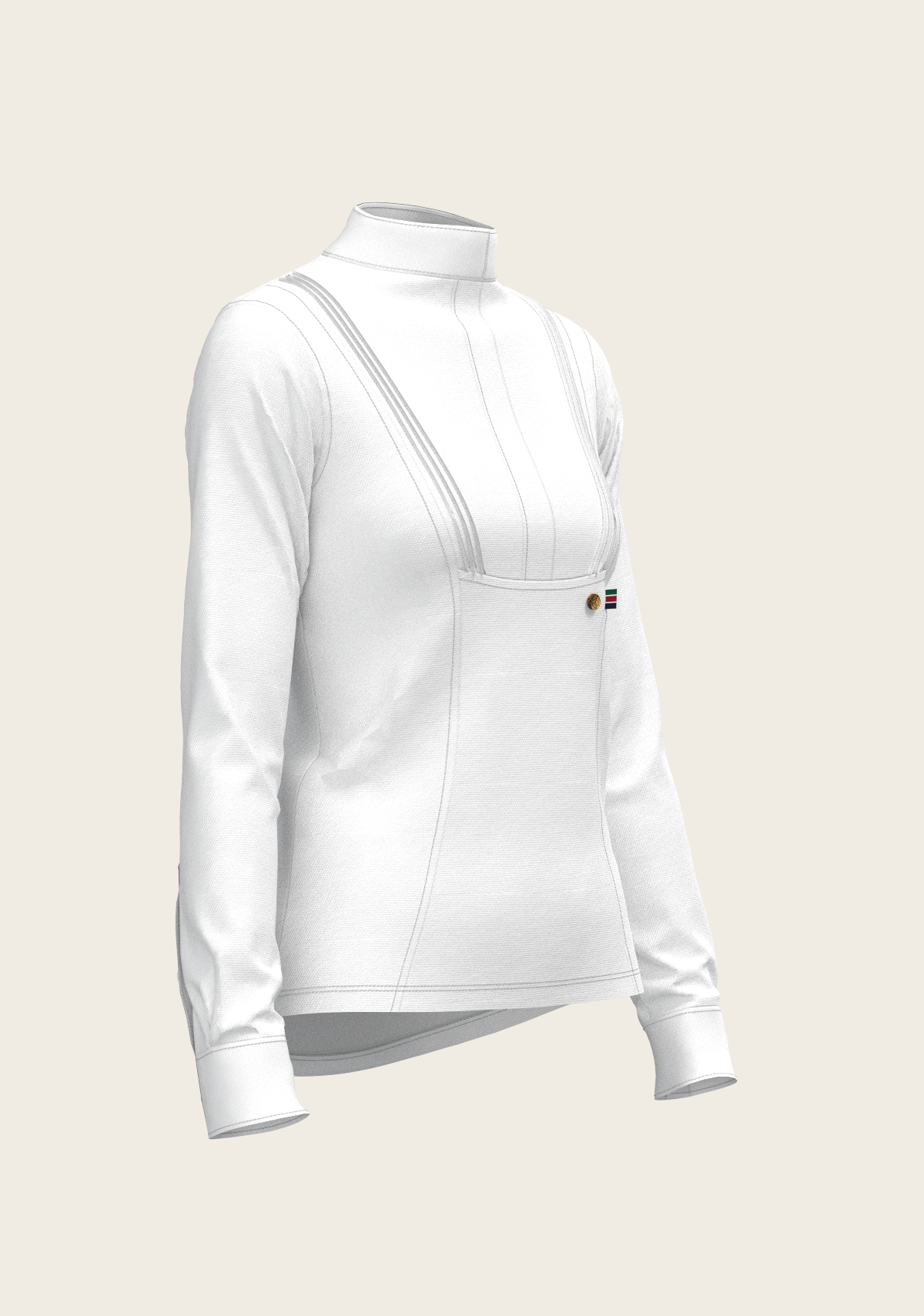Espoir  Long Sleeve Show Shirt, white Short Pleated