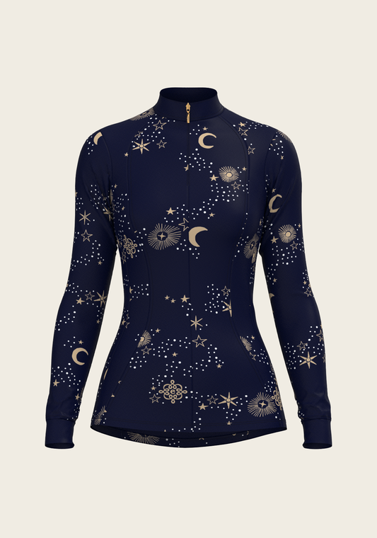 Espoir Sun Shirt, Quarter Zip,Stars on Navy