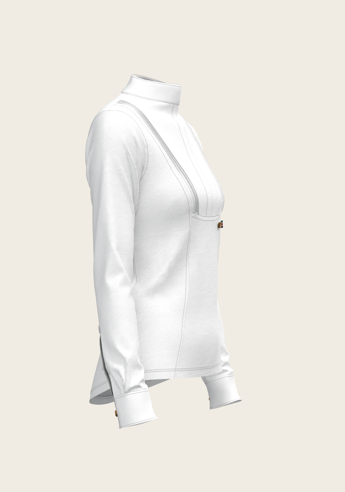 Espoir  Long Sleeve Show Shirt, white Short Pleated