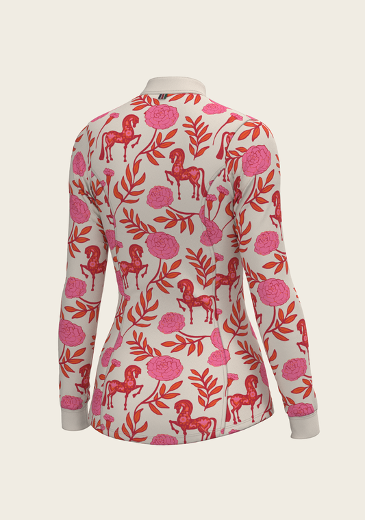 Espoir Sun Shirt, Quarter Zip, Peony in Pink