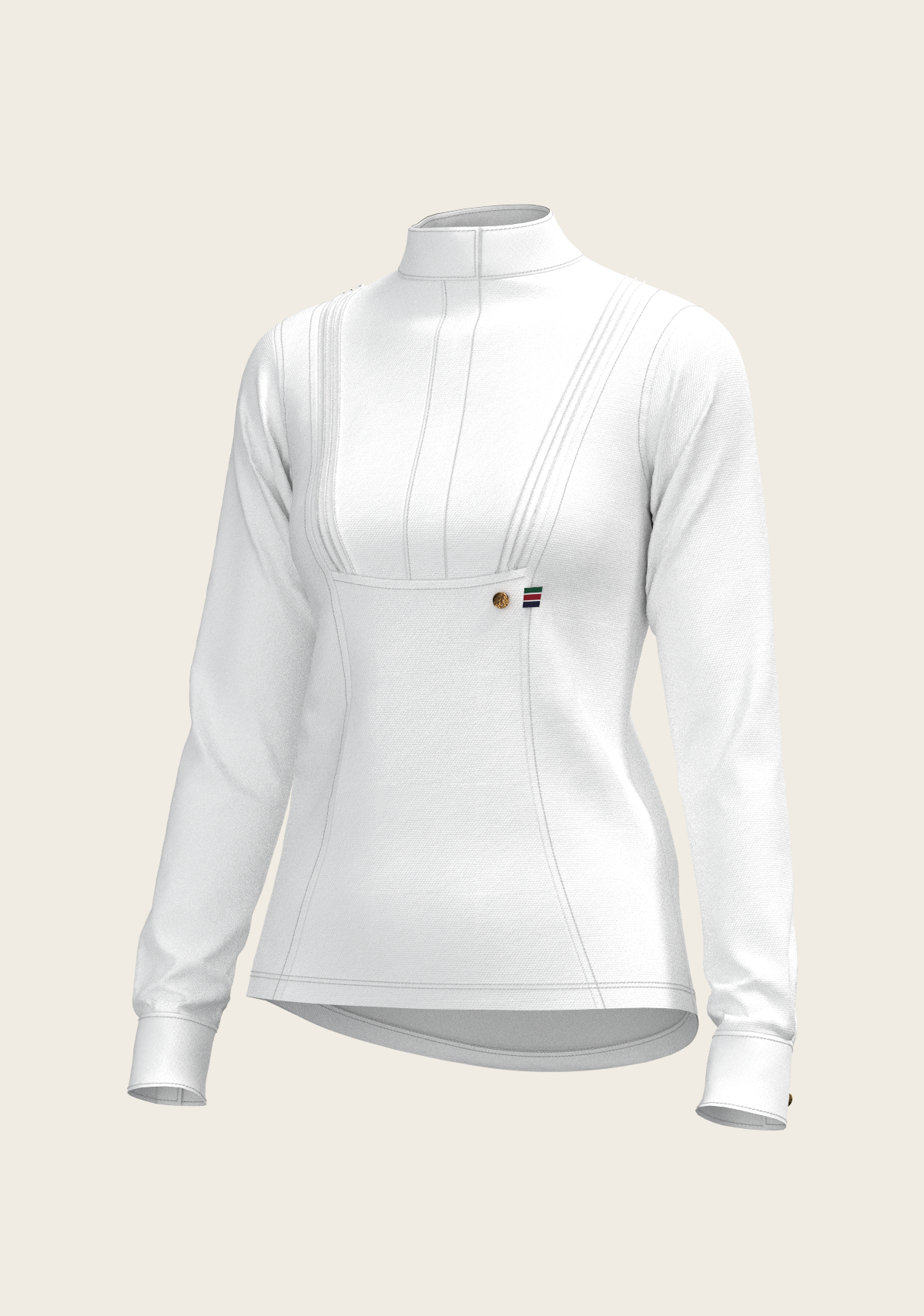 Espoir  Long Sleeve Show Shirt, white Short Pleated