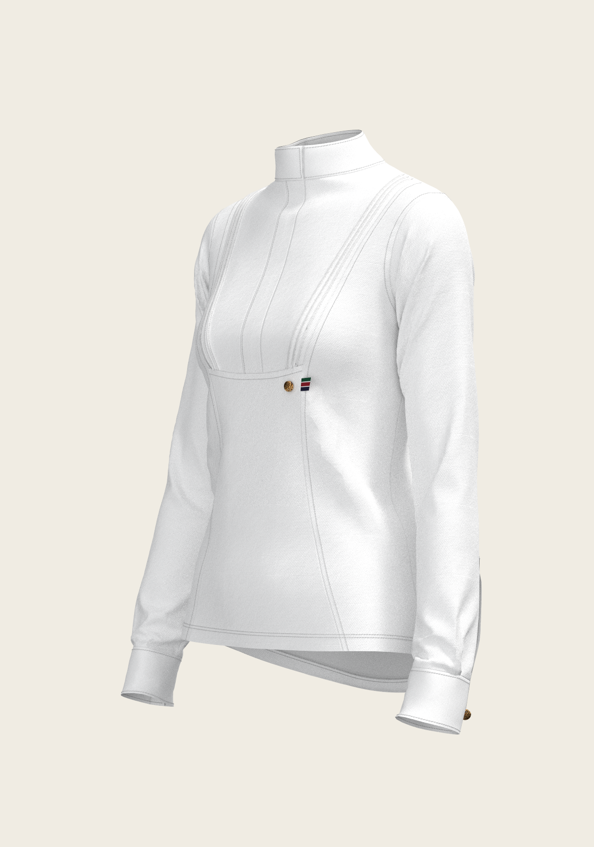 Espoir  Long Sleeve Show Shirt, white Short Pleated