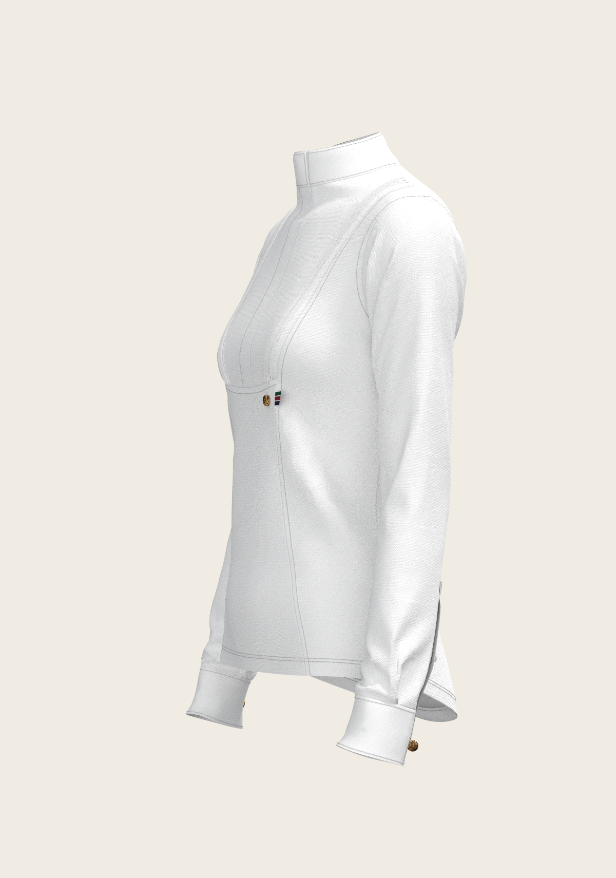 Espoir  Long Sleeve Show Shirt, white Short Pleated