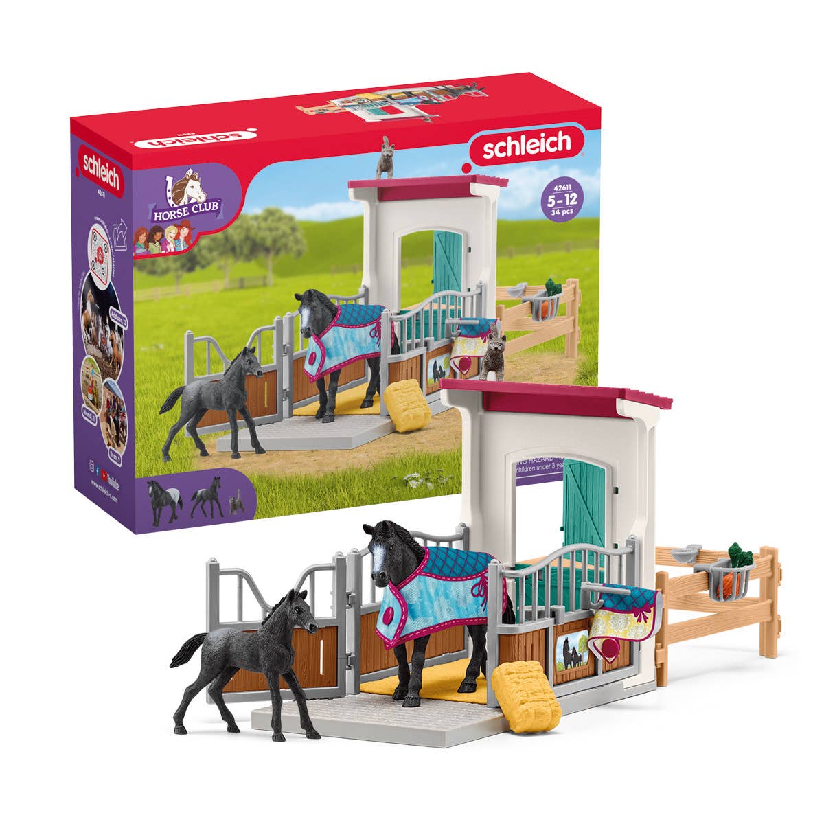 Horse Box With Mare And Foal Horse Toy Playset