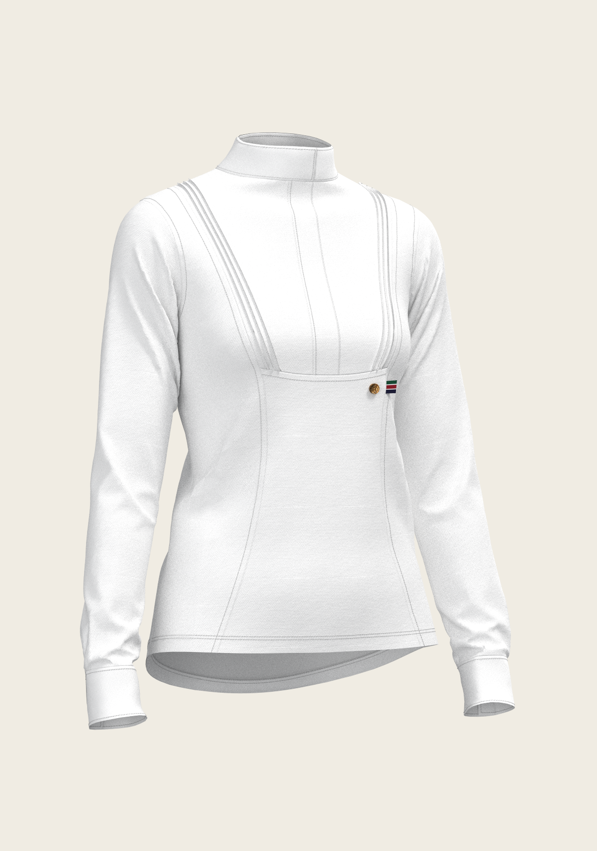 Espoir  Long Sleeve Show Shirt, white Short Pleated