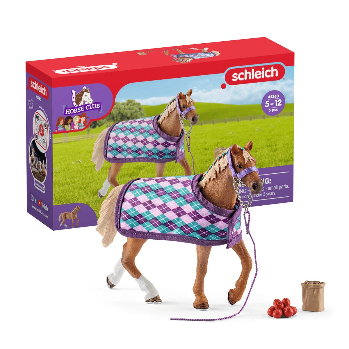 English Thoroughbred With Blanket  4 Piece Playset