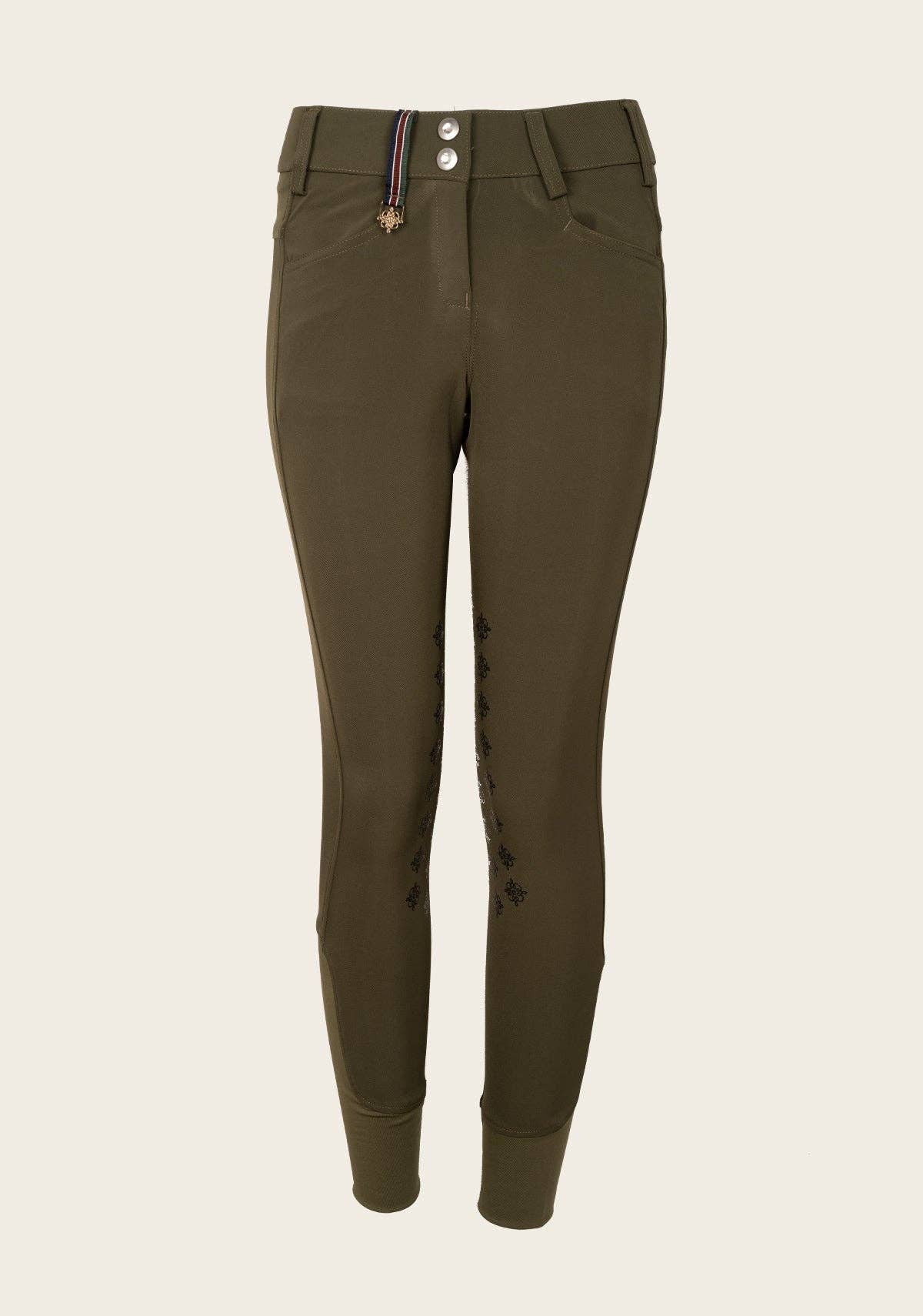 Espoir - Coquet High Waist Coolmax Olive Knee Patch Breeches