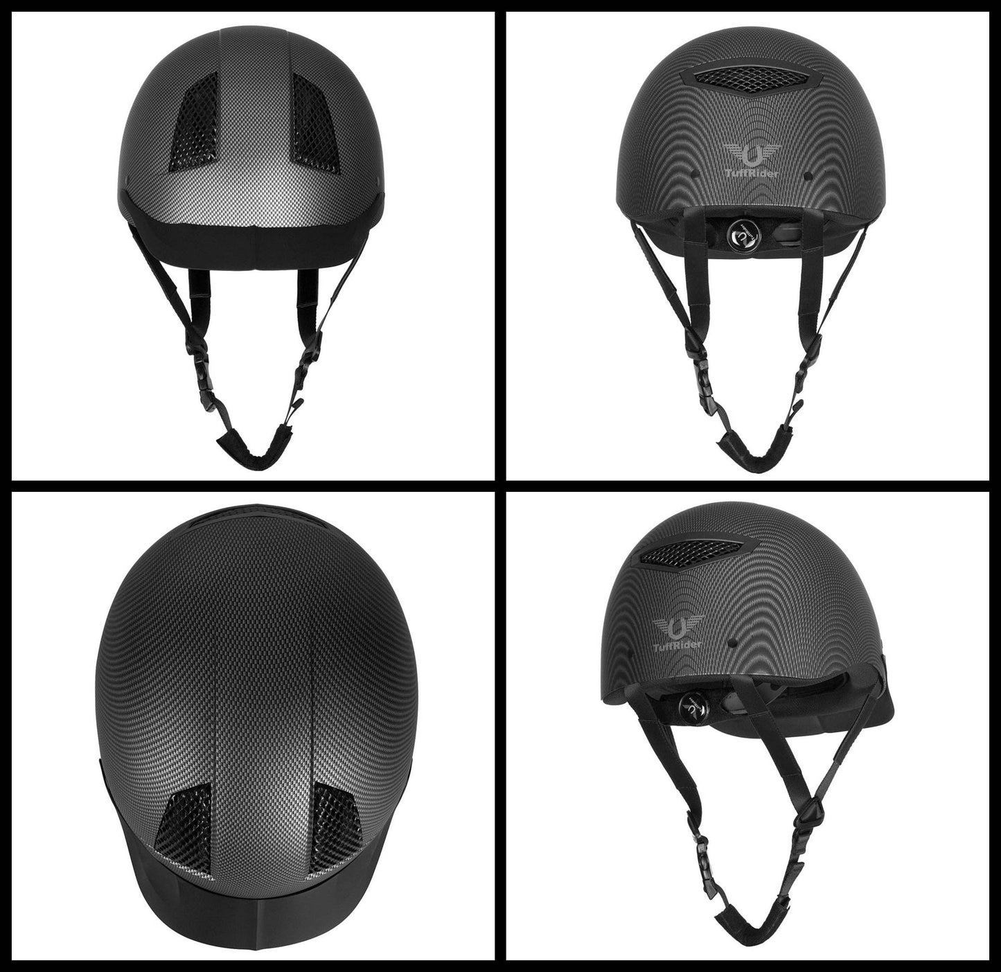 TuffRider Carbon Fiber Shell Helmet Equestrian Riders -Black