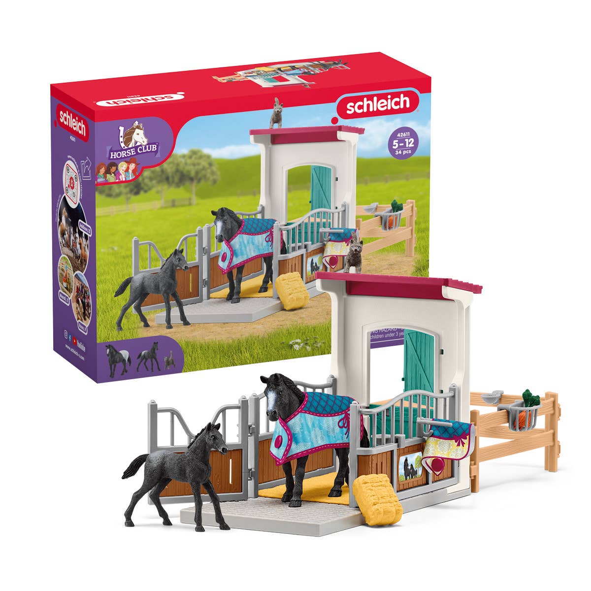 Horse Box With Mare And Foal  Horse Toy Playset