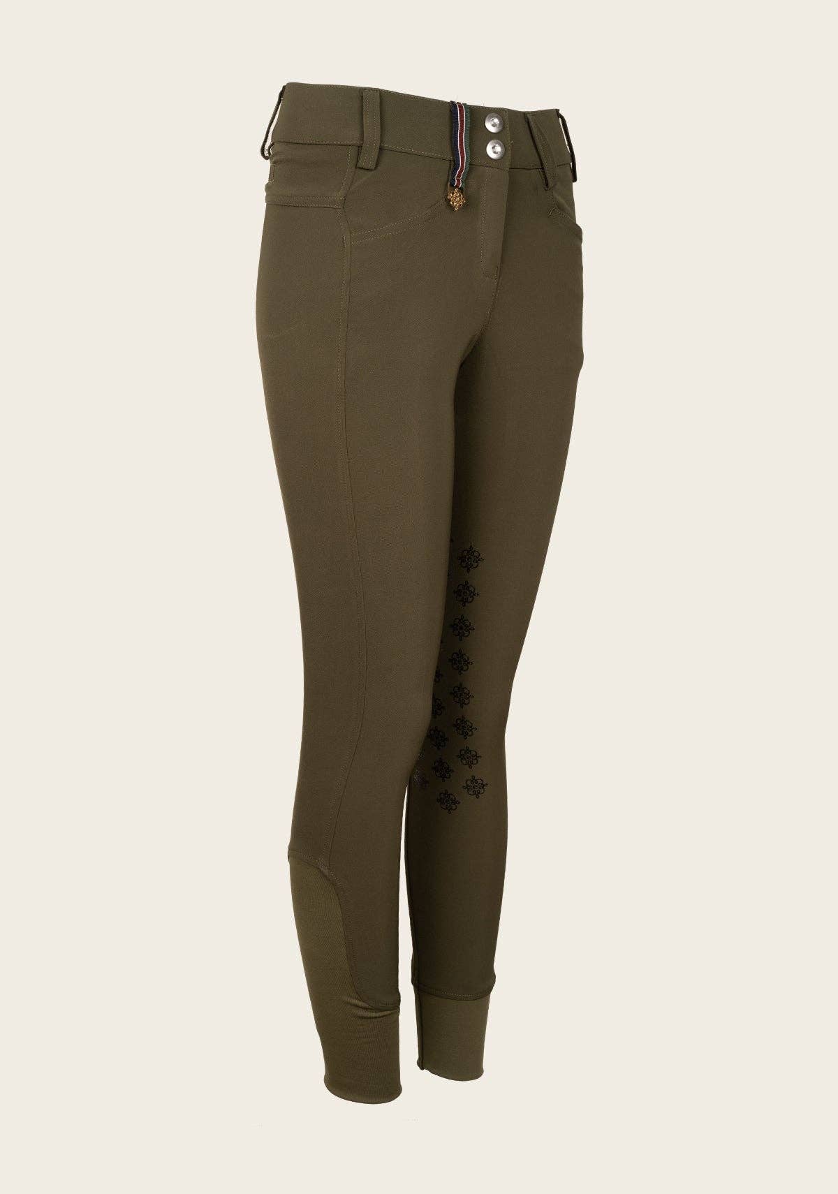 Espoir - Coquet High Waist Coolmax Olive Knee Patch Breeches