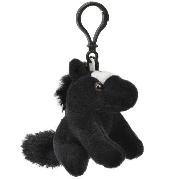 3.5" Plush Horse Charm with Clip, Black