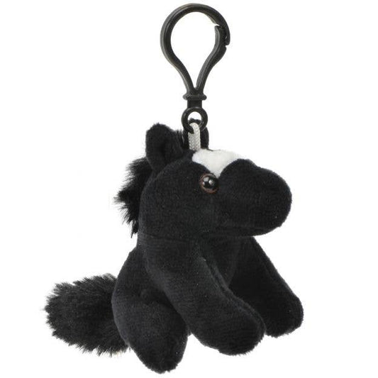 3.5" Plush Horse Charm with Clip, Black
